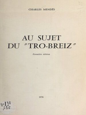 cover image of Au sujet du "Tro-Breiz"